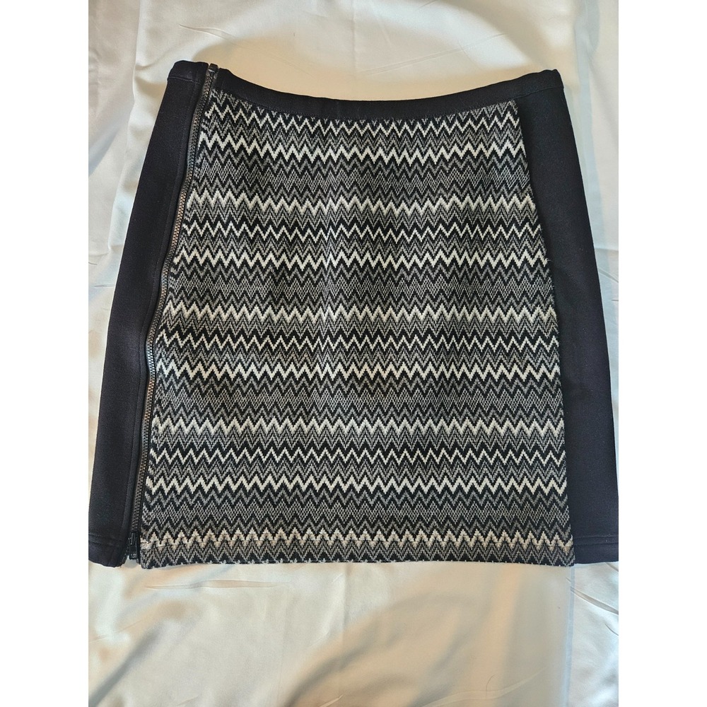 Krimson Klover Women's Bun Hugger Skirt Side Zip Small Black Grey Knit